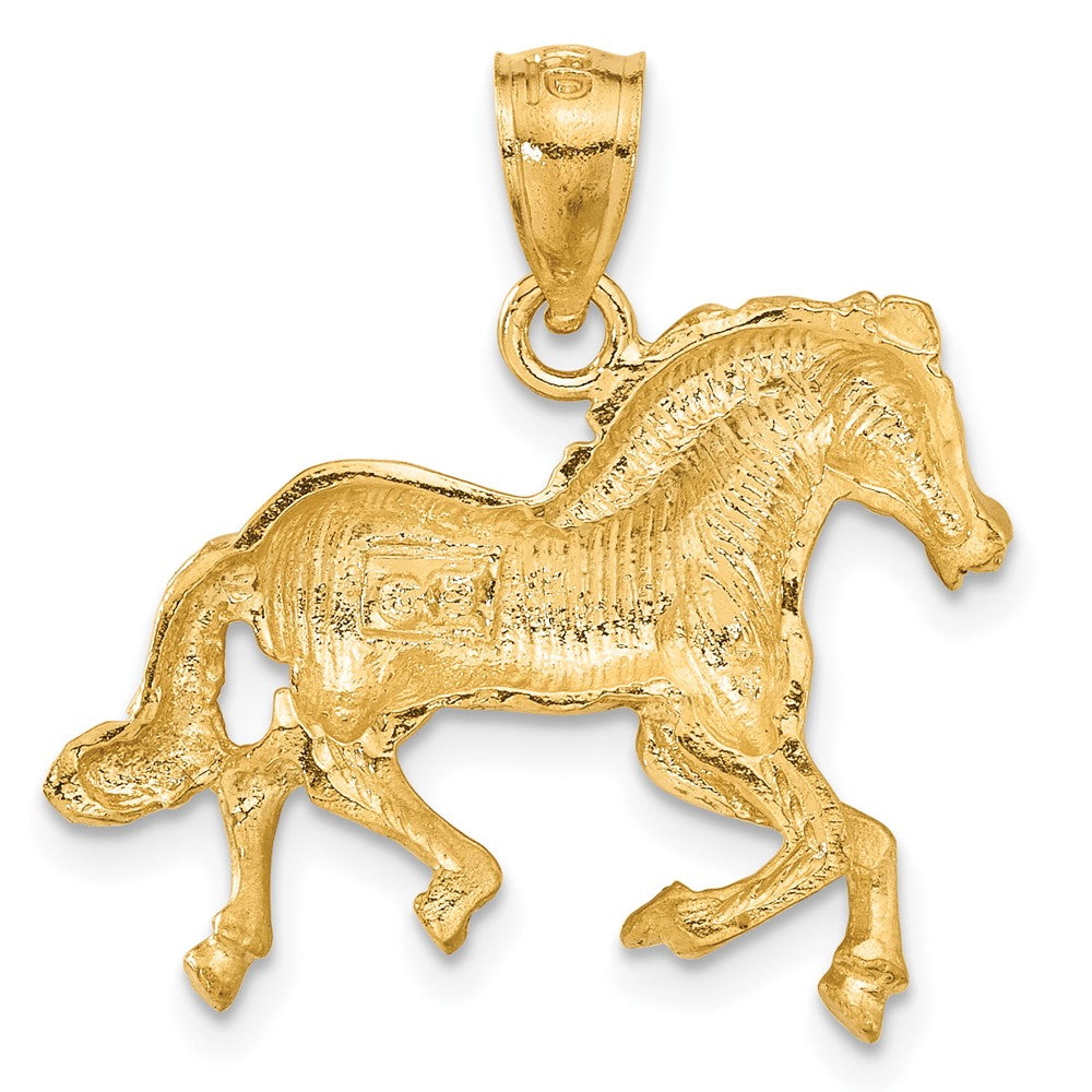 14K Diamond-cut Horse Pendant