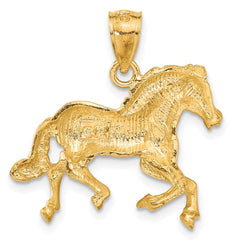 14K Diamond-cut Horse Pendant