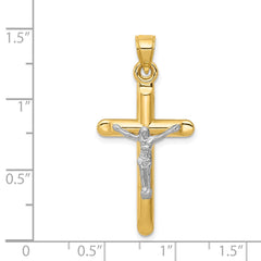 14k Two-tone Hollow Crucifix Pendant