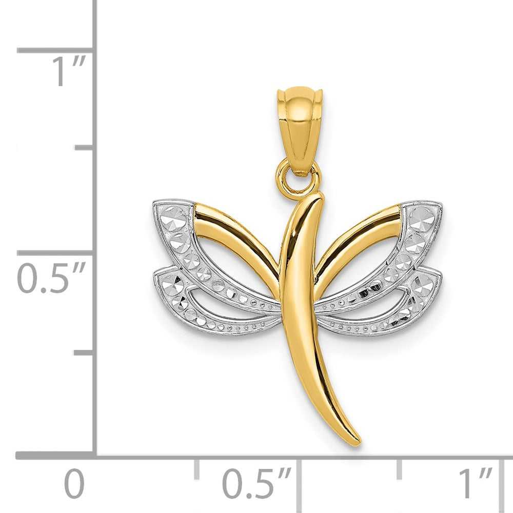 14k w/Rhodium Dragonfly Pendant