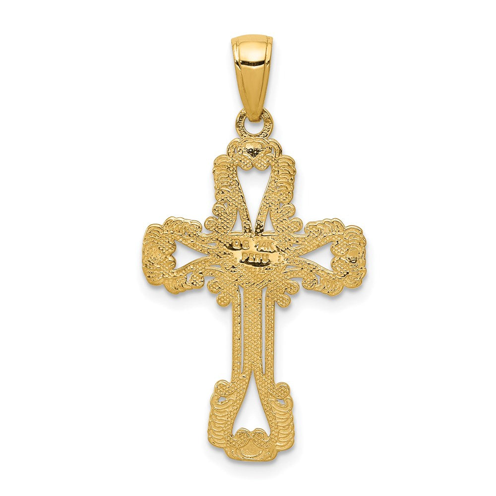 14K Beaded Cross with Heart Pendant