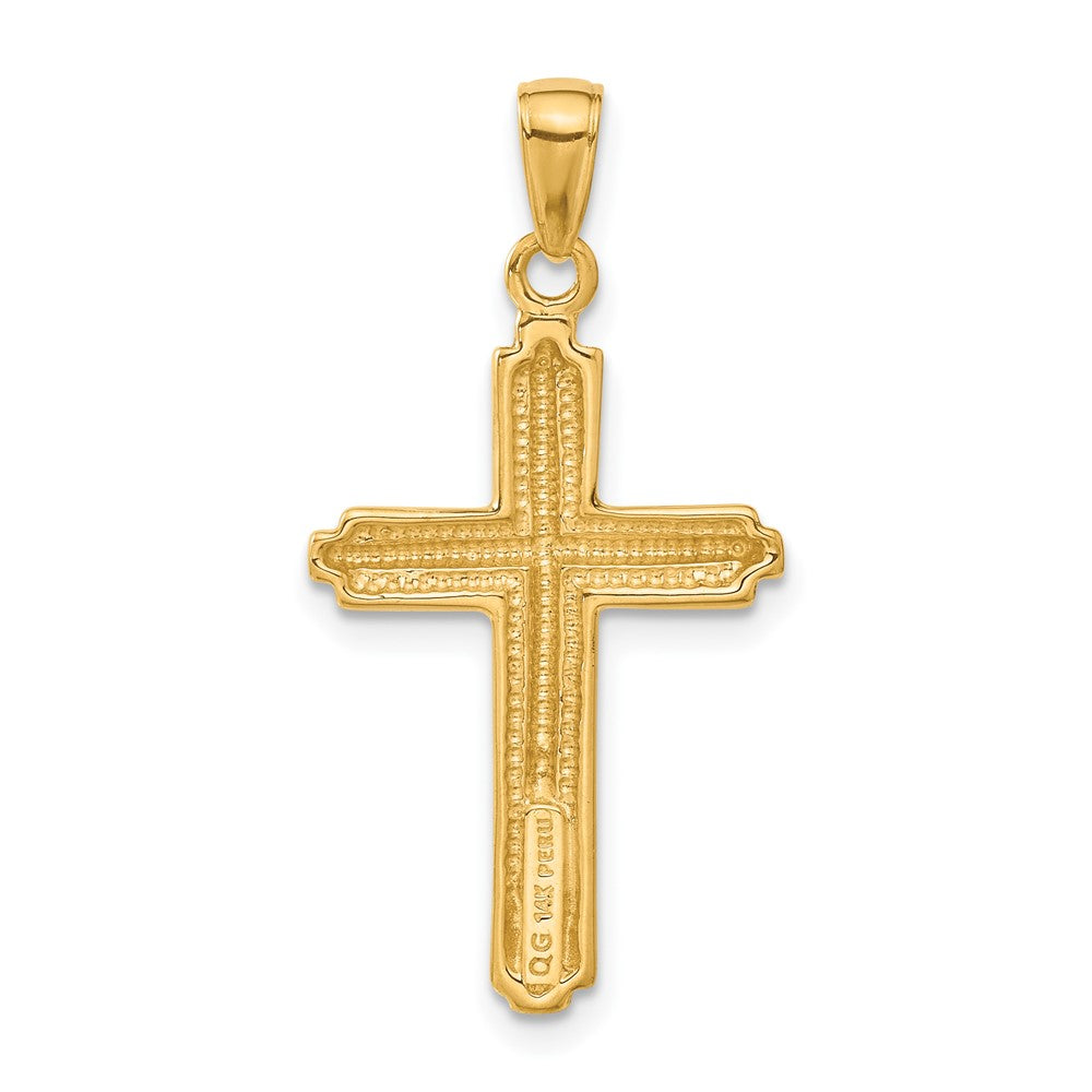 14K Cross with Striped Border Pendant