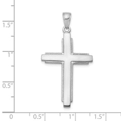 14K White Gold Solid Cross Pendant