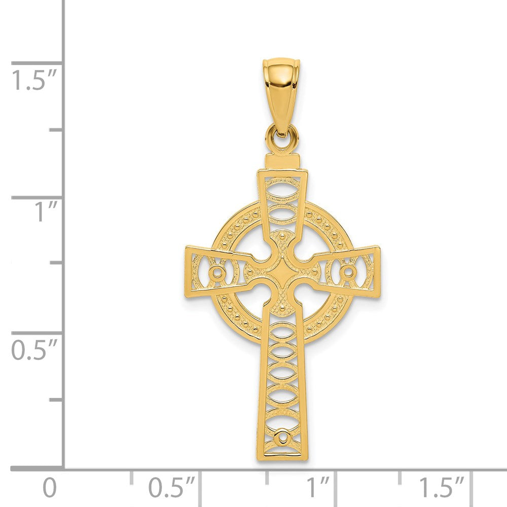 14K Celtic Cross with Eternity Circle Pendant