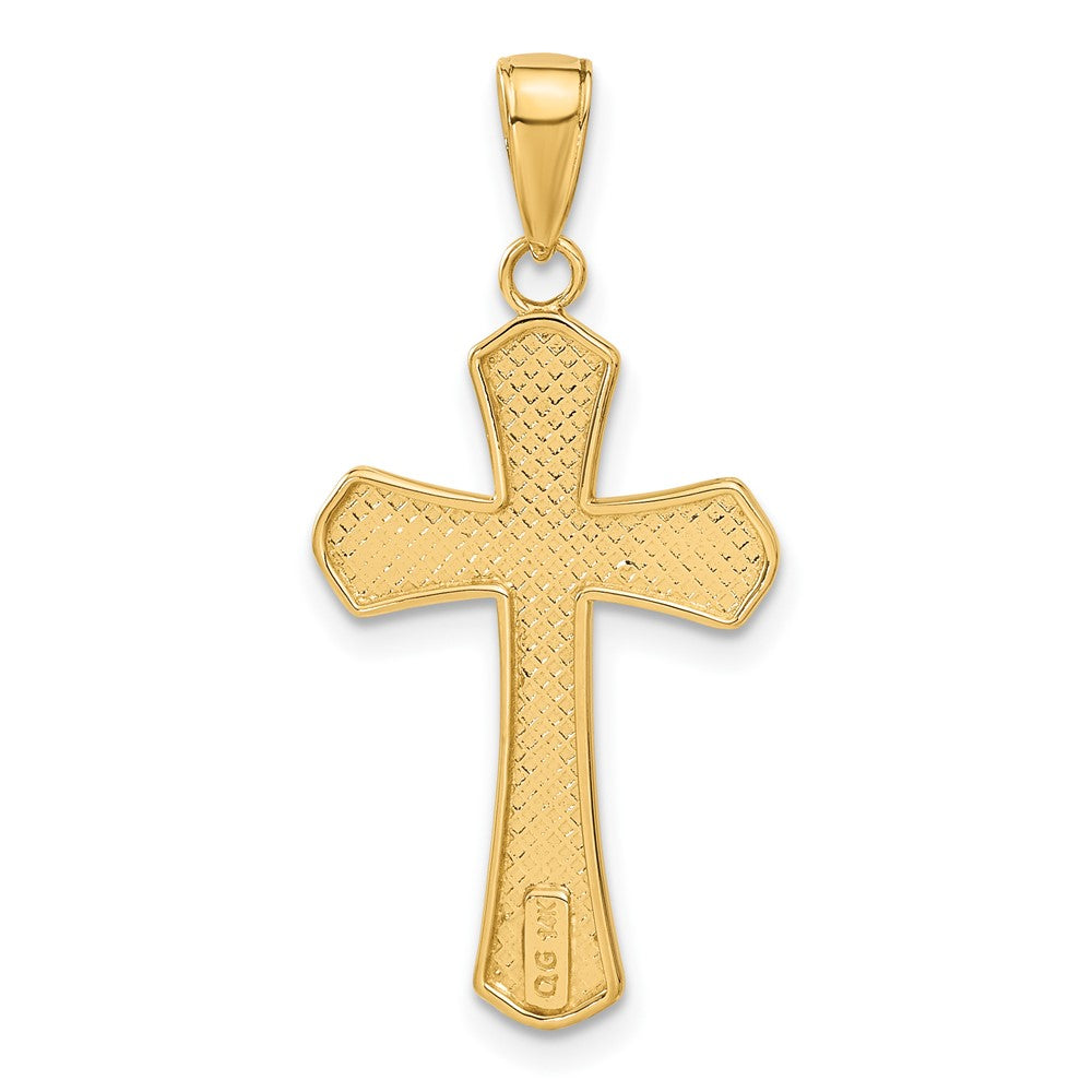 14K Diamond-cut Beveled Edges Cross Pendant