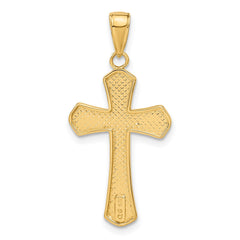 14K Diamond-cut Beveled Edges Cross Pendant