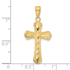 14K Diamond-cut Beveled Edges Cross Pendant