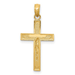 14K Beveled Tipped Crucifix Pendant