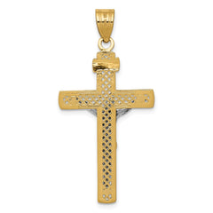 14K Two-tone Diamond-cut Lattice Cross w/Crucifix Pendant - 2