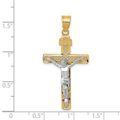 14K Two-tone Diamond-cut Lattice Cross w/Crucifix Pendant - 2