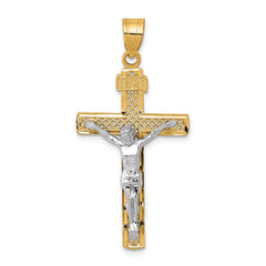 14K Two-tone Diamond-cut Lattice Cross w/Crucifix Pendant - 2