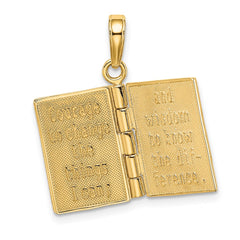 14K 3-D Moveable Pages Serenity Prayer Book Pendant