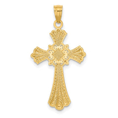 14K w/Rhodium Diamond-Cut Cross Pendant - 4