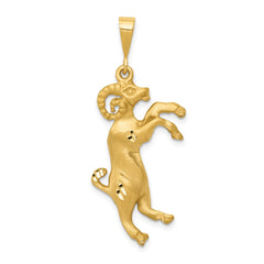 14k Satin Diamond-cut Aries Zodiac Charm - 2