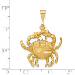 14k Satin Diamond-cut Cancer Zodiac Charm - 2