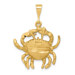 14k Satin Diamond-cut Cancer Zodiac Charm - 2