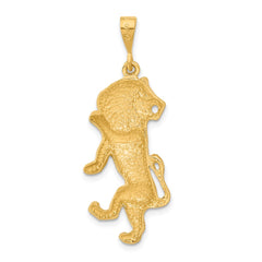 14k Satin Diamond-cut Leo Zodiac Charm