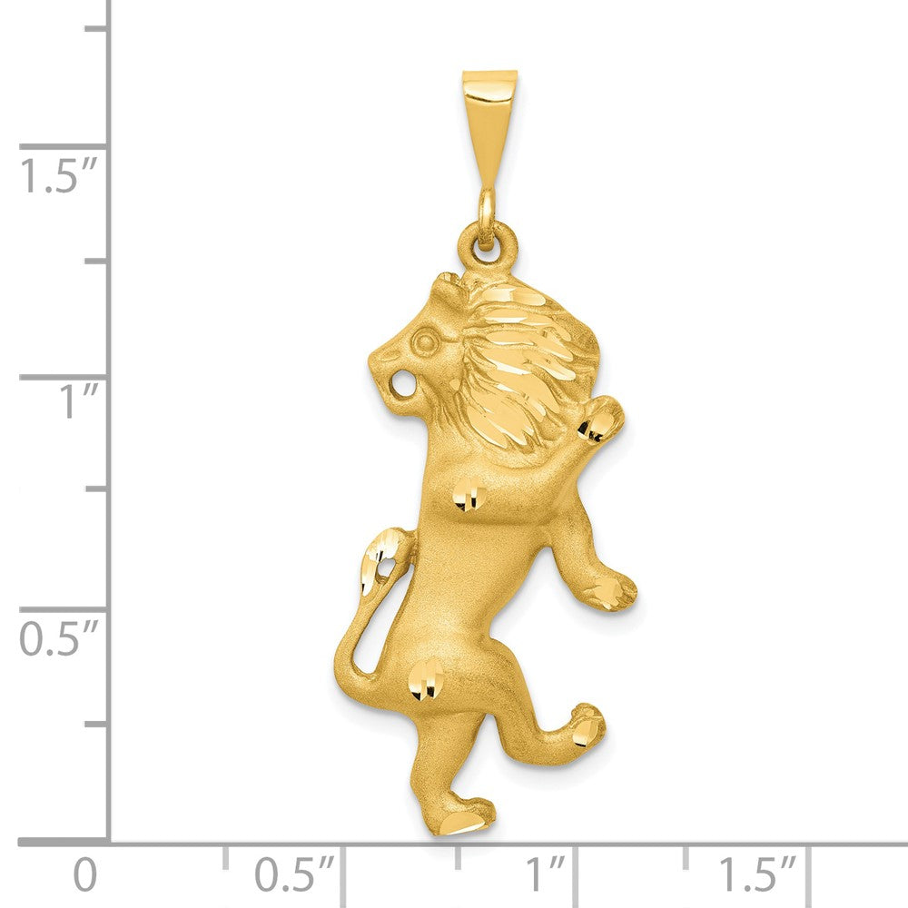 14k Satin Diamond-cut Leo Zodiac Charm