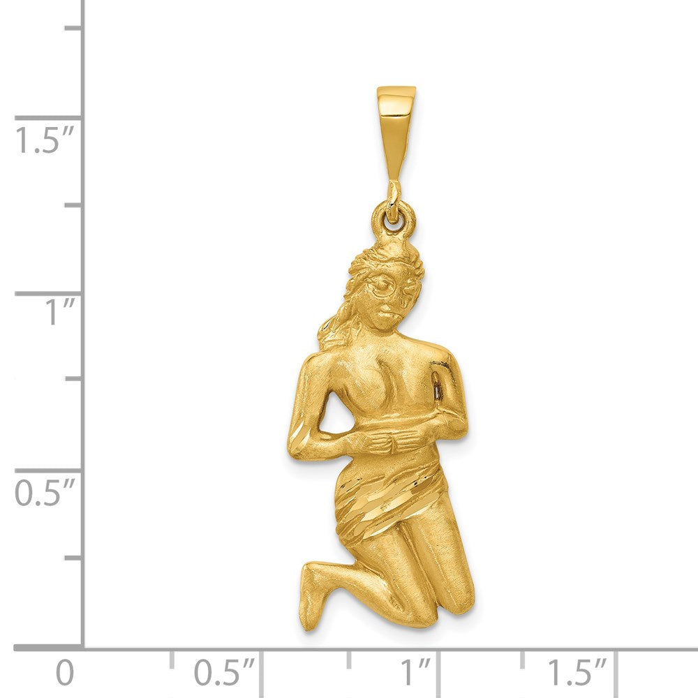 14k Satin Diamond-cut Virgo Zodiac Charm