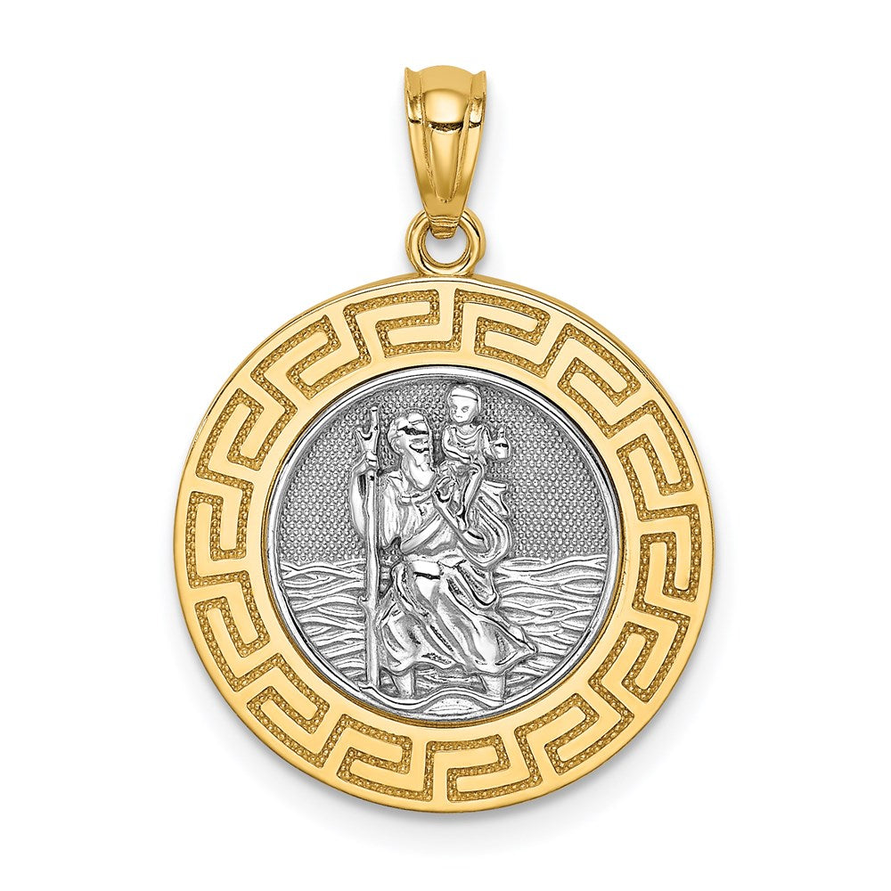 14K w/ Rhodium St. Christopher Medal - 2
