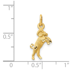 14k Satin Diamond-cut Aries Zodiac Charm