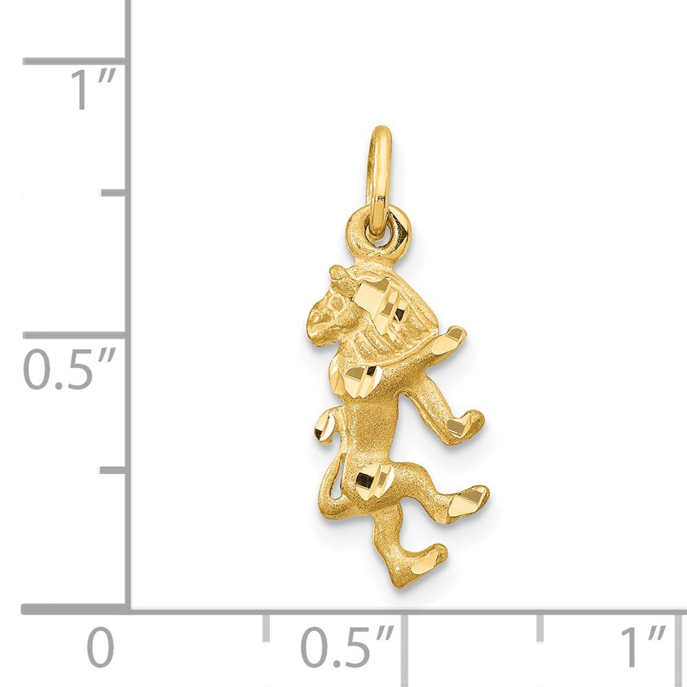 14k Satin Diamond-cut Leo Zodiac Charm