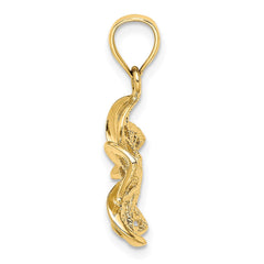 14k Beaded and Polished Plumeria Flower Charm