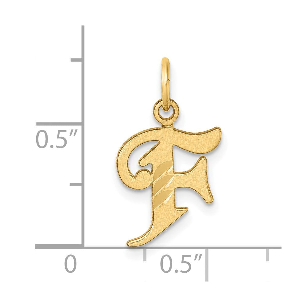 14K Diamond-cut Letter F Initial Charm