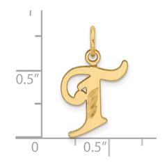 14K Diamond-cut Letter T Initial Charm