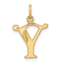 14K Diamond-cut Letter Y Initial Charm