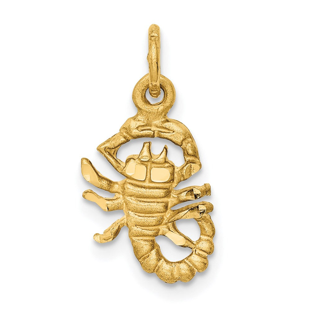 14k Satin Diamond-cut Scorpio Zodiac Charm - 2