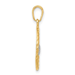 14k and White Rhodium D/C Heart Mom Pendant - 2