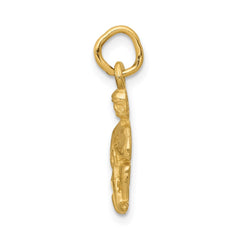 14k Satin Diamond-cut Aquarius Zodiac Charm - 2