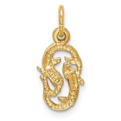 14k Satin Diamond-cut Pisces Zodiac Charm - 2