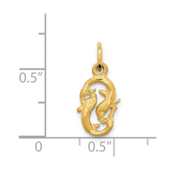 14k Satin Diamond-cut Pisces Zodiac Charm - 2