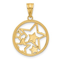 14K and White Rhodium D/C Stars Pendant