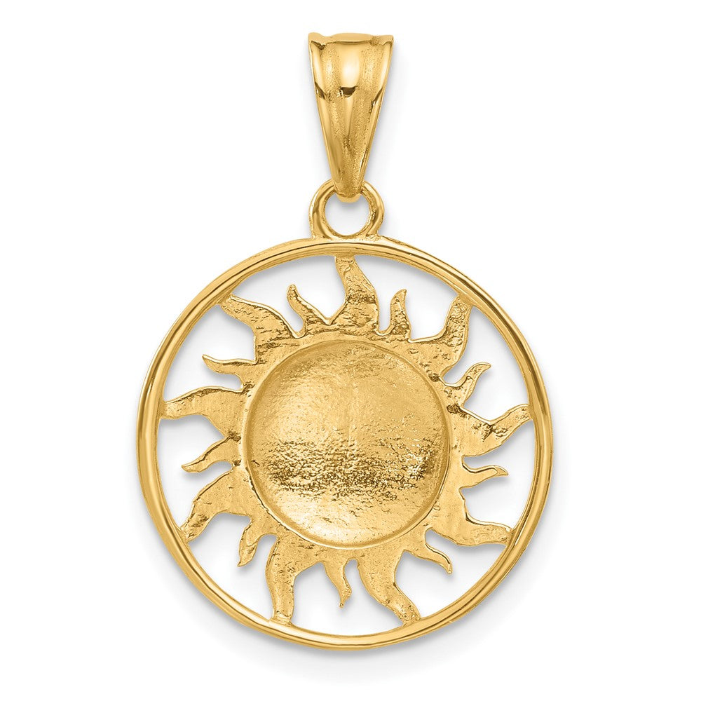 14K and White Rhodium D/C Sun Moon Stars Pendant