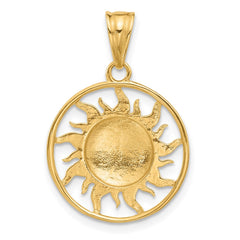 14K and White Rhodium D/C Sun Moon Stars Pendant