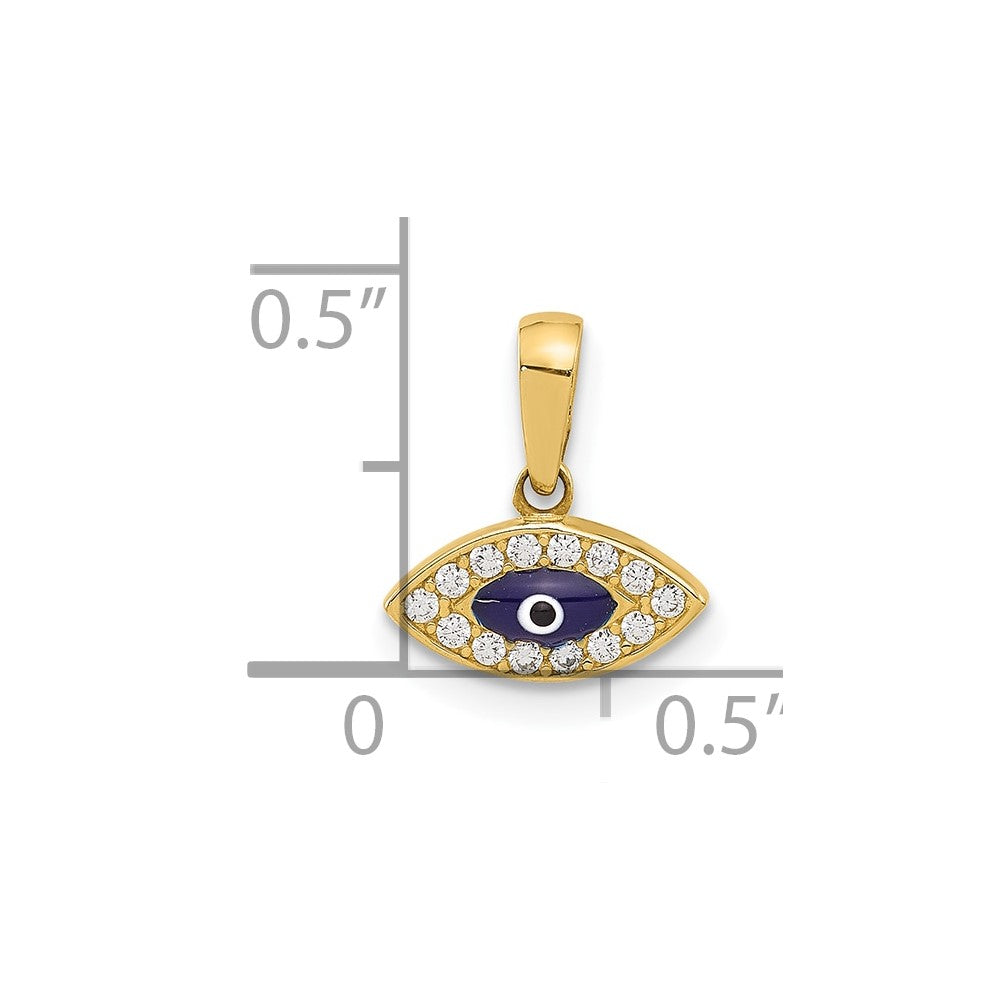 14K Polished CZ and Enamel Evil Eye Pendant