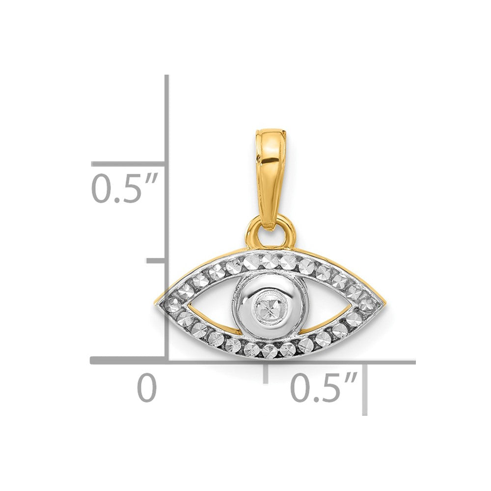 14K and White Rhodium D/C Evil Eye Pendant