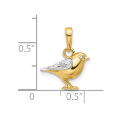 14K and White Rhodium D/C 3D Bird Pendant