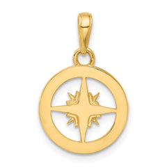 14k and White Rhodium D/C Compass Pendant - 2