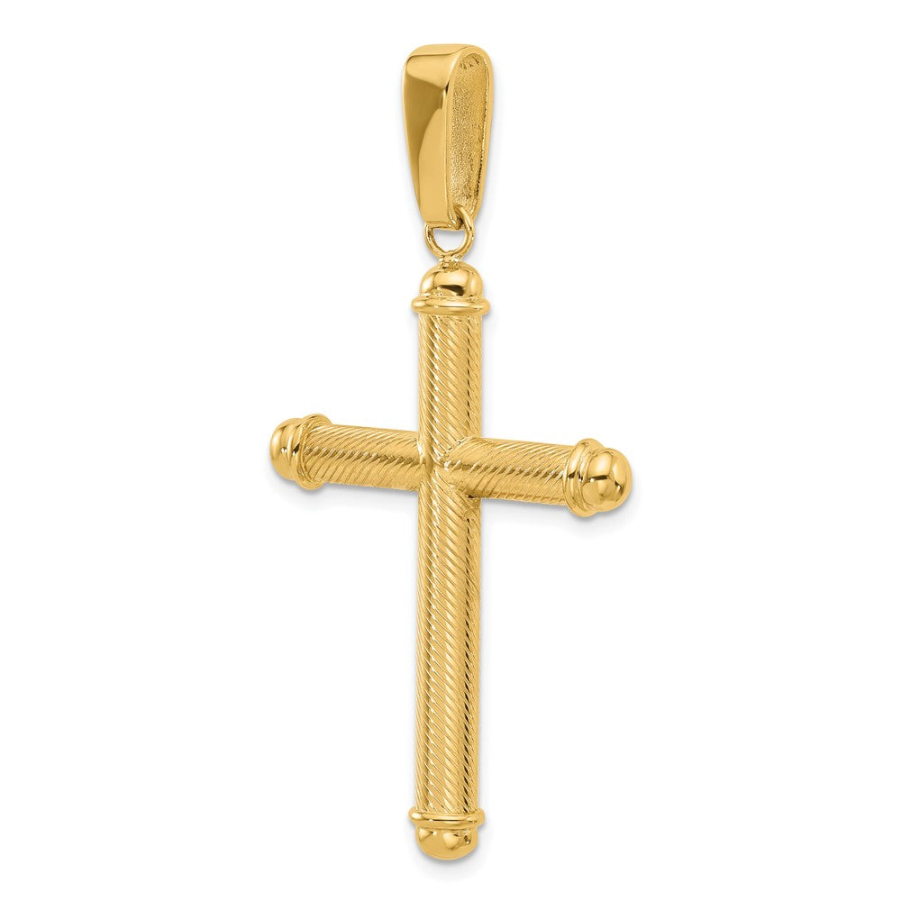 14K Polished and Textured Cross Pendant