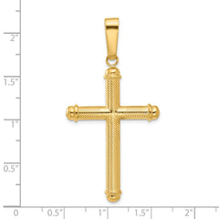 14K Polished and Textured Cross Pendant