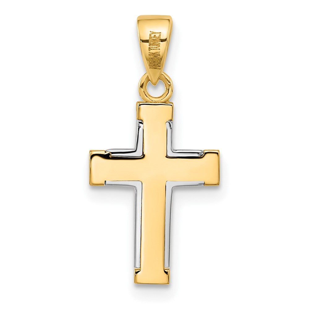 14K Two-tone Polished Cross Pendant