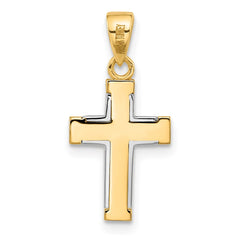 14K Two-tone Polished Cross Pendant