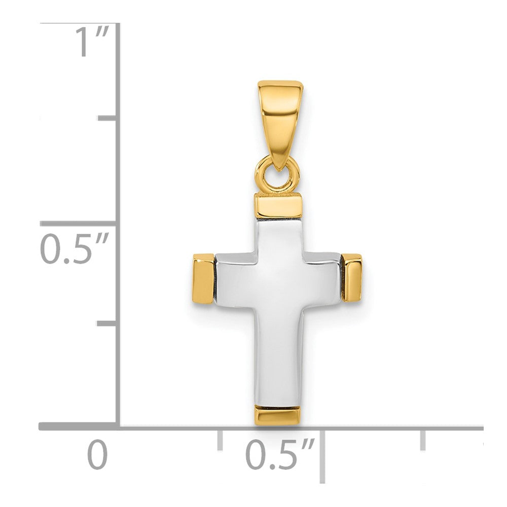 14K Two-tone Polished Cross Pendant