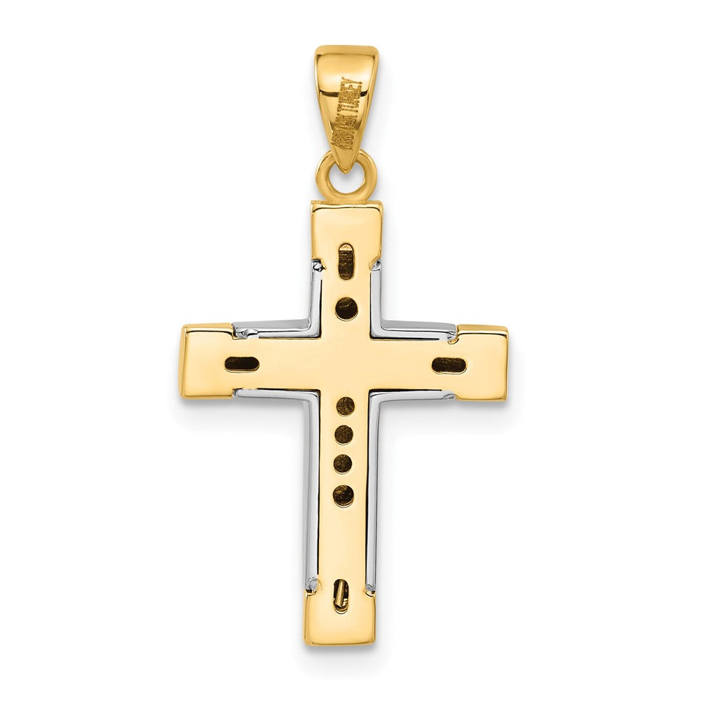 14K Two-tone Polished Cross Pendant