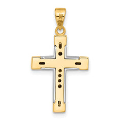 14K Two-tone Polished Cross Pendant