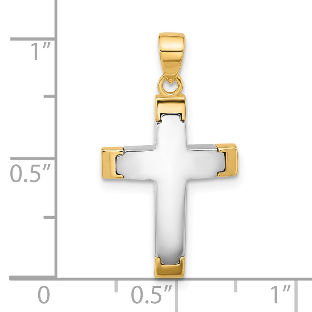 14K Two-tone Polished Cross Pendant